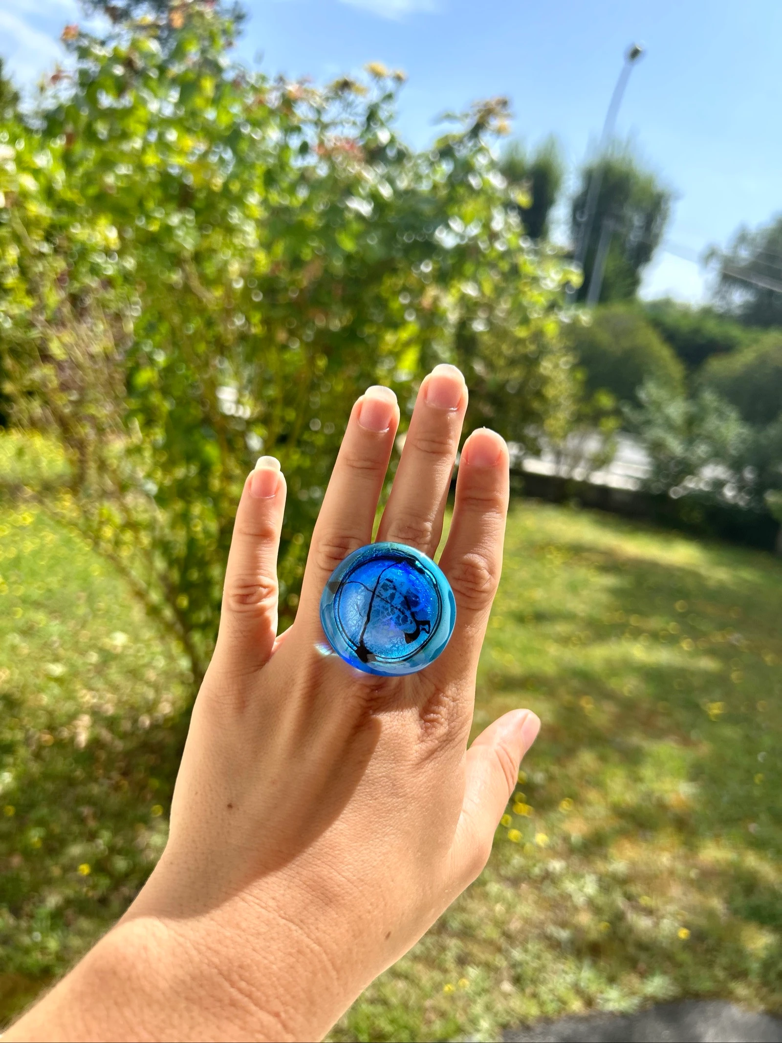 Anel turquesa em vidro soprado de Murano – photo 13